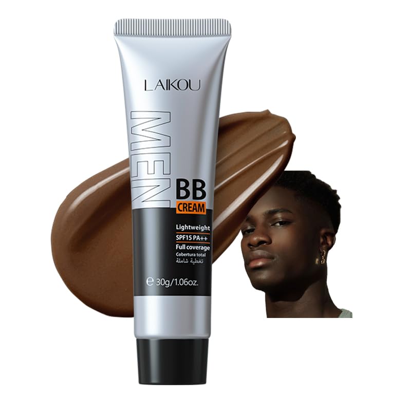 AKARY Hydrating Men BB Cream SPF 15 PA++, Full-Coverage Foundation&Concealer, Mens Face Moisturizer Cream Evens Skin Tone, Oil Control and Cover Flaws, Natural Finish for All Skin Types, Tan 320