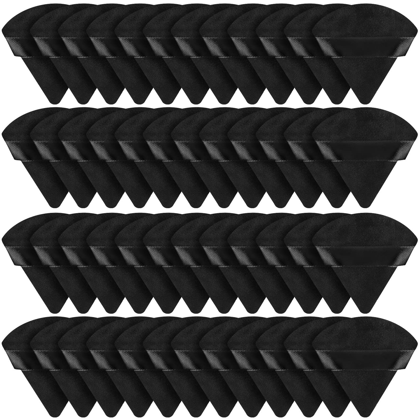 48 Pcs Velour Triangle Powder Puff Soft Velour Makeup Puff Velour Puffs for Face Powder Makeup Triangle Sponges for Wet and Dry Cosmetic Foundation Loose Mineral Powder Body Makeup Tool (Black)