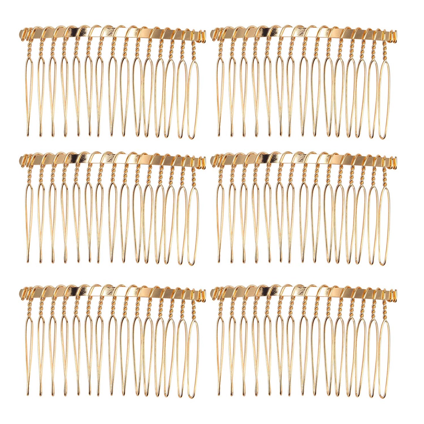 Senkary 10 Pieces Metal Hair Combs Clip Wire Hair Combs Wedding Veil Combs (15 Teeth, Gold)