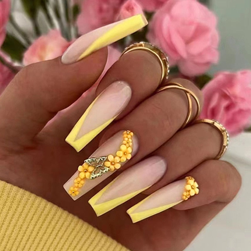 24pcs Long Coffin False Nails