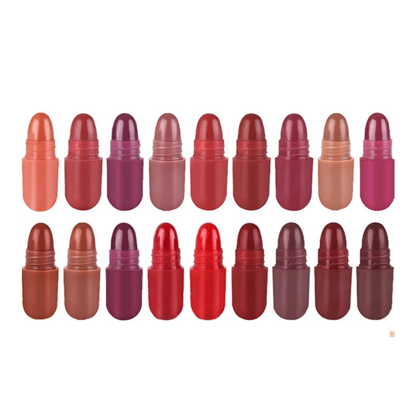 18 Colors Velvet Nude Matte Capsule Lipstick Mix Waterproof Long Lasting