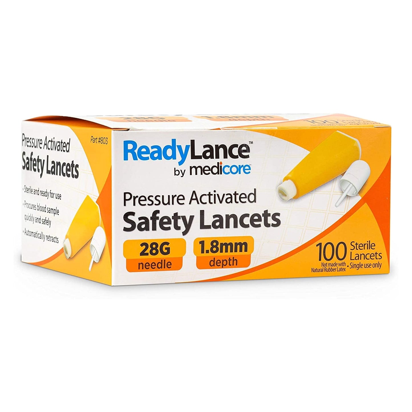 Safety Lancet ReadyLance™ 28 Gauge Retractable Pressure Activated Finger