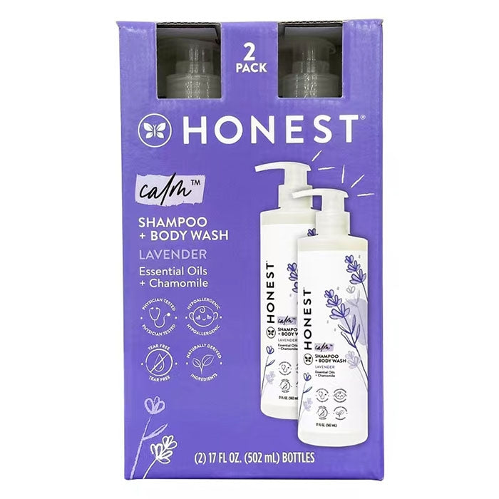 The Honest Co. Shampoo + Body Wash-2 Pack 17 FL OZ Each, Truly Calming, Lavender