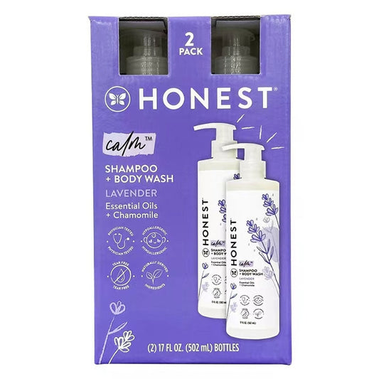 The Honest Co. Shampoo + Body Wash-2 Pack 17 FL OZ Each, Truly Calming, Lavender