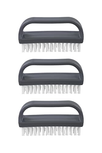 Superio Stiff Nail Brush with Handle 3 Pack Fingernail Scrub Cleaning Brushes for Toes and Nails, All-Purpose Cleaning Brush for Home, Kitchen, Work