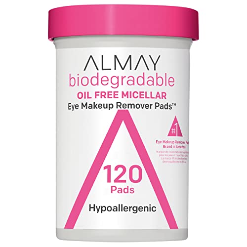 Almay Biodegradable Makeup Remover Pads, Micellar Gentle, Hypoallergenic, Fragrance-Free, Dermatologist & Ophthalmologist Tested, 120 count (Pack of 1)