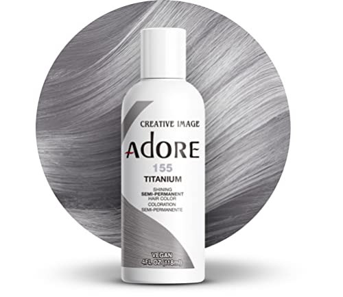 Adore Semi Permanent Hair Color - Vegan and Cruelty-Free Hair Dye - 4 Fl Oz - 155 Titanium (Pack of 1)