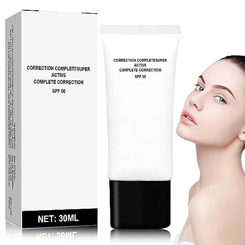 Skin Tone Adjusting CC Cream SPF 50,Cosmetics CC Cream for Mature Skin,Face Colour Correcting Self Adjusting Foundation,Pre-makeup Primer Moisturizing Skin Concealer Brightening Skin Tone (Ivory)
