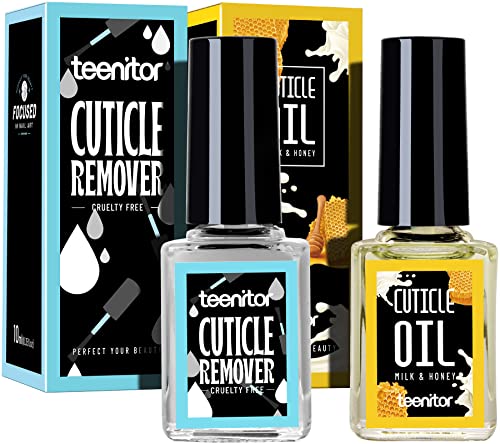 Teenitor Cuticle Care kit with Cuticle Remover and Cuticle Oil, Cuticle Softner and Cuticle Revitalizing Oil, Cuticle Remover Oil