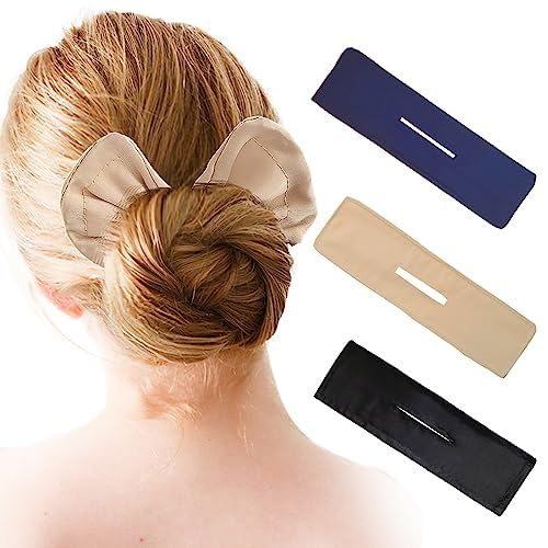 3 Pieces Hair Bun Maker Deft Bun for Hair Twister, Flexible Donut Hair Bun, Lazy Hair Curler Bun Clips, Fashion French Hairstyle, Hair Accessories for Women & Girls Kids (Black, Navy, Khaki)