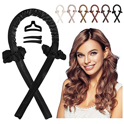 cobinaan Heatless Curling Rod Headband No Heat Hair Curlers for Long Hair Silk Curls Headband You Can To Sleep In Overnight, Soft Rubber Hair Rollers, Curling Ribbon and Flexi Rods for Natural Hair