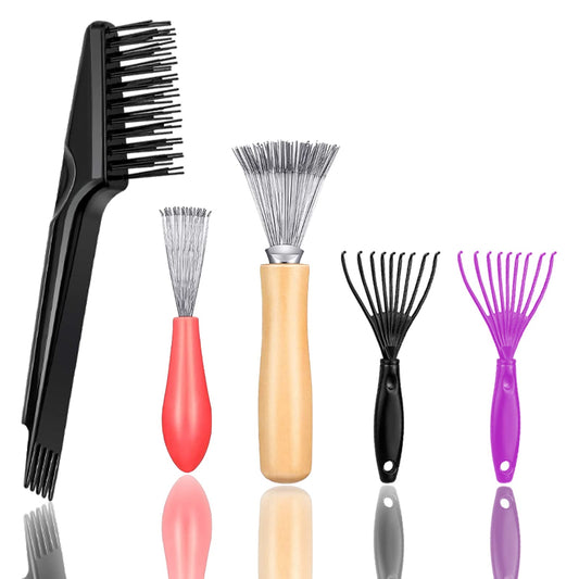 5 Pieces Comb Cleaner Tool Set Hair Brush Cleaner Rake Comb Cleaning Brushes for Hairbrush and Comb Maintenance Remove Hair Dust Easily Ideal for Home and Salon Usese