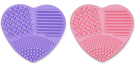 2 Pcs Makeup Brush Cleaner Mats Silica gel Cosmetic Brush Cleaning Mats Heart Shape Makeup Brush Cleaning Pads for Foundation Brushes Makeup Artist