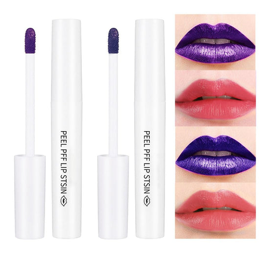 CAKAILA 2Pcs Lip Stain Peel Off Kit,Matte Tattoo Magic Lip Stain Tint Long Lasting Lip Gloss Sets Peel Off Colored Sexy Colors,Nonstick Cup Tear-off Peel Off Tattoo Lipsticks Makeup for Women Girls