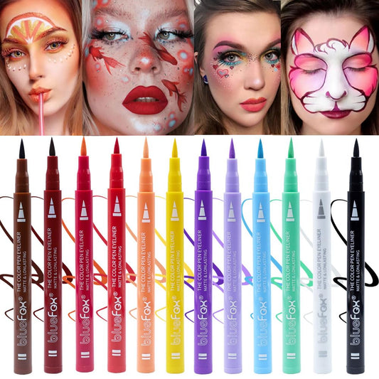 12 Pcs Colorful Eyeliner, Smudge-proof Waterproof Liquid Eyeliner, Long wearing eye liner Neon Makeup Eyeliner,Highly pigmented,Colourful Eyeliner Pencil Makeup Gift Kit for Thanksgiving ChristmasÉ