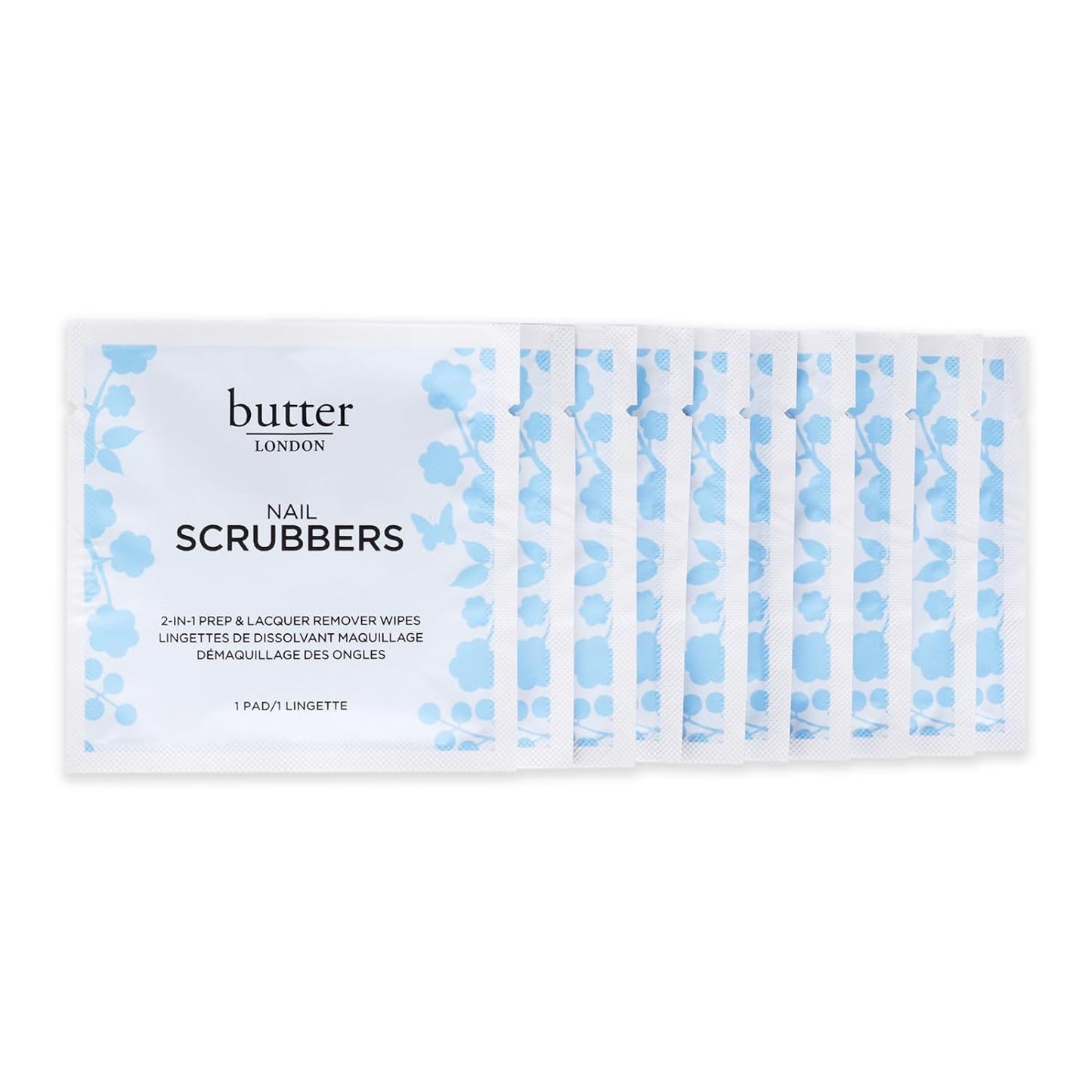 butter LONDON Nail Scrubbers 2-in-1 Prep & Lacquer Remover Wipes, 10 Count