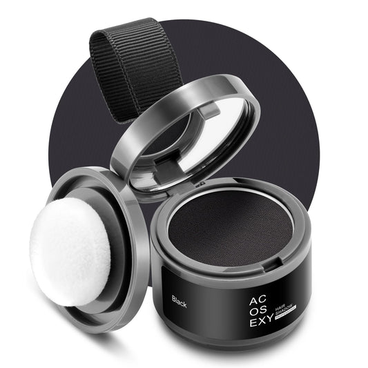 Acosexy Root Touch Up Hair Powder, Instantly Root Cover Up Hairline Shadow Powder,Black Hairline Powder for Women Eyebrows, Touch Up Hair Powder  For Men Beard Line,Bald Spots (Black)