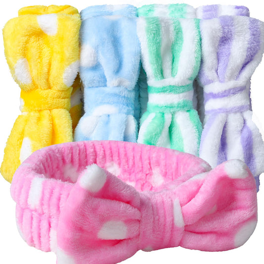 Teenitor Makeup Headband, Spa Headband, Bow Headbands, Headbands for Washing Face,Makeup, Shower Spa, Microfiber Headband for Girls Women Gift, 5pcs