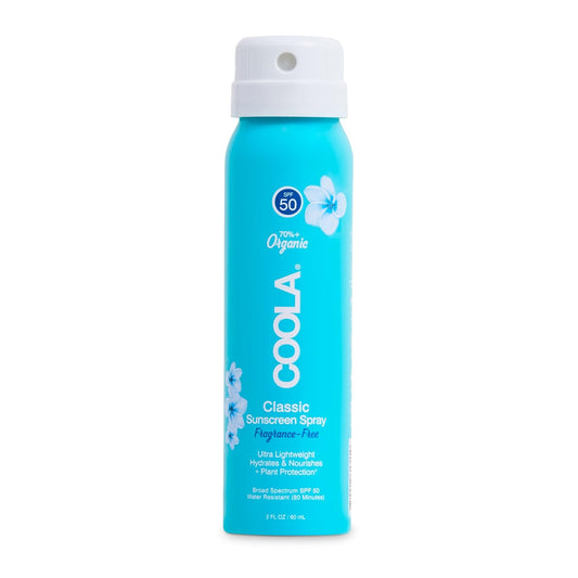 COOLA Organic Sunscreen SPF 50 Sunblock Spray, Dermatologist Tested Skin Care For Daily Protection, Vegan and Gluten Free, Fragrance Free