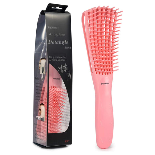 BESTOOL Hair Brush, Detangling Brush for Natural Black Hair, Detangling Brush for Curly Hair Afro 3/4abc, Ideal for Wet or Dry Hair (Pink)