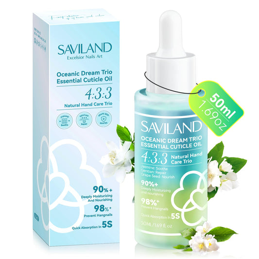 SAVILAND Cuticle Oil Triple Essential: 50ml Vitamin E & C Jasmine Gentian Grapeseed Nail Growth Oil Ultra Repair Nourish Soothe Cuticle Oil For Nails Plant-based Strengthener For Weak Nail
