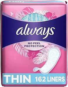 Always Thin Daily Panty Liners For Women, Light Absorbency, Unscented, 162 Count