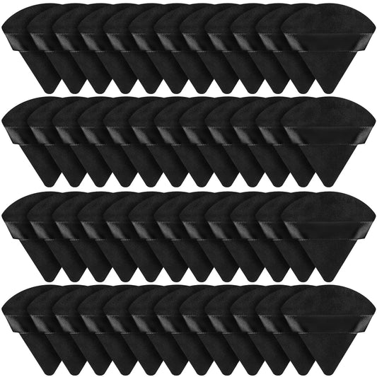 48 Pcs Velour Triangle Powder Puff Soft Velour Makeup Puff Velour Puffs for Face Powder Makeup Triangle Sponges for Wet and Dry Cosmetic Foundation Loose Mineral Powder Body Makeup Tool (Black)
