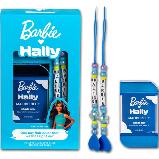 Barbie x Hally Temporary Hair Color for Kids | Blue Hair Dye | Barbie Hair Accessories for Women & Girls | Barbie Makeup for Hair | Barbie Movie Merch | Barbie Clothes & Shirt Accessory